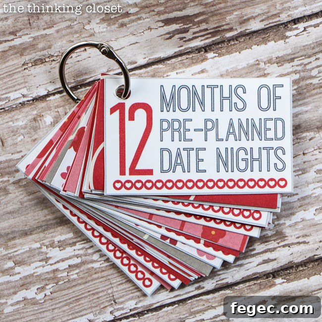 12 Months of Date Nights gift & free printable | 25+ Sweet Gifts for Him for Valentine's Day