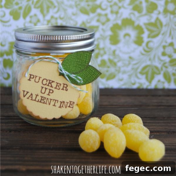 Pucker Up, Valentine, Lemon drop valentine mason jar gift | 25+ Sweet Gifts for Him for Valentine's Day