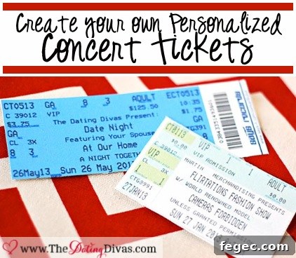 DIY Concert Tickets | 25+ sweet gifts for him for Valentine's Day