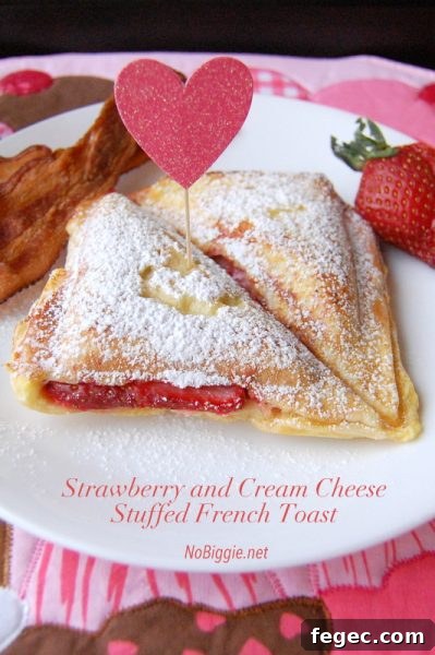 Strawberry and Cream Cheese Stuffed French Toast | | 25+ sweet gifts for him for Valentine's Day | NoBiggie.net