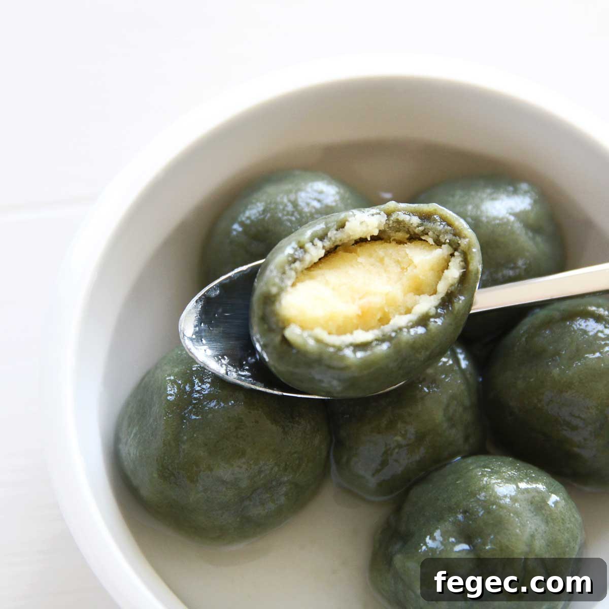 tang yuan - mugwort sweet potato with mung bean filling