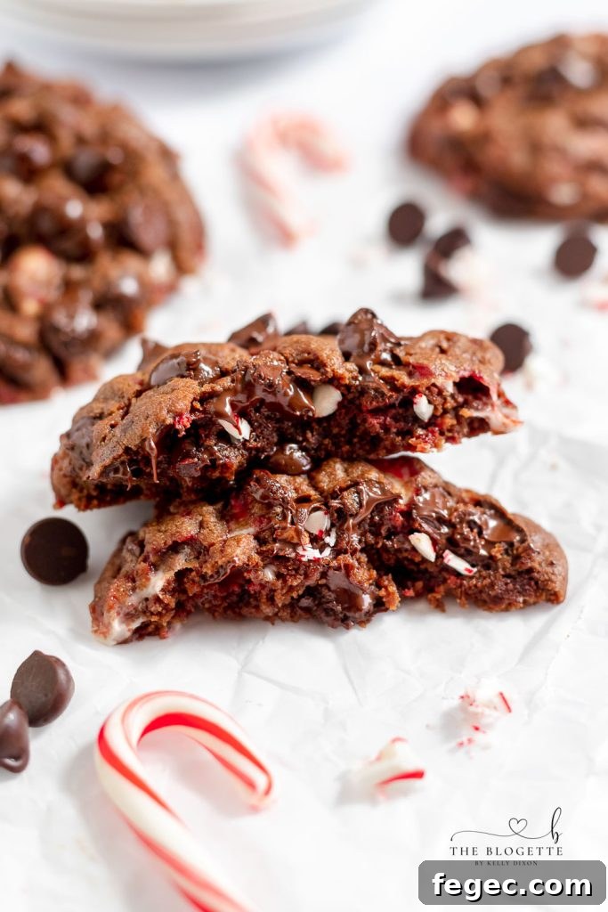Dark Chocolate Peppermint Cookies - Candy canes in rich chocolate make this a special Christmas cookie. Just like the Levain Bakery recipe! Every bite gives you that warming, holiday feeling!