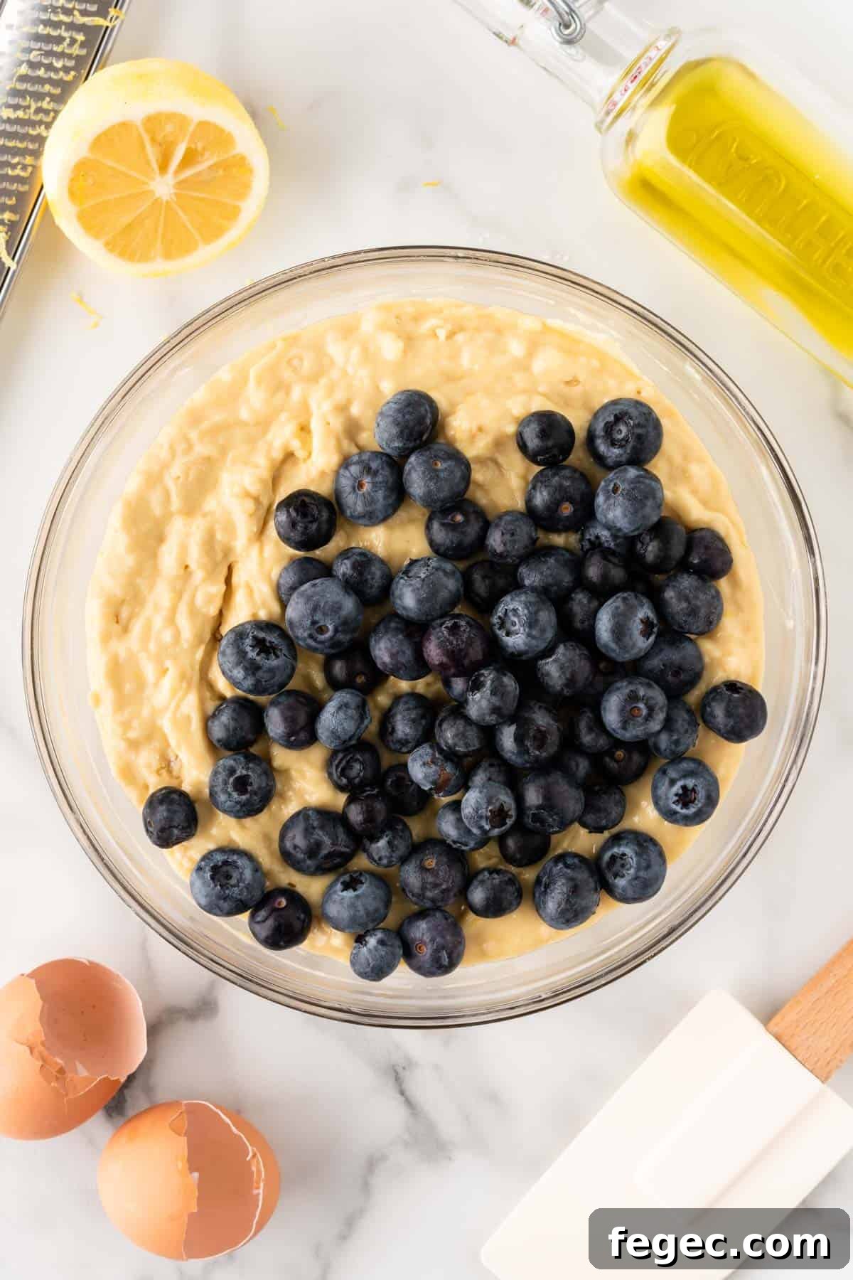 adding the fresh blueberries