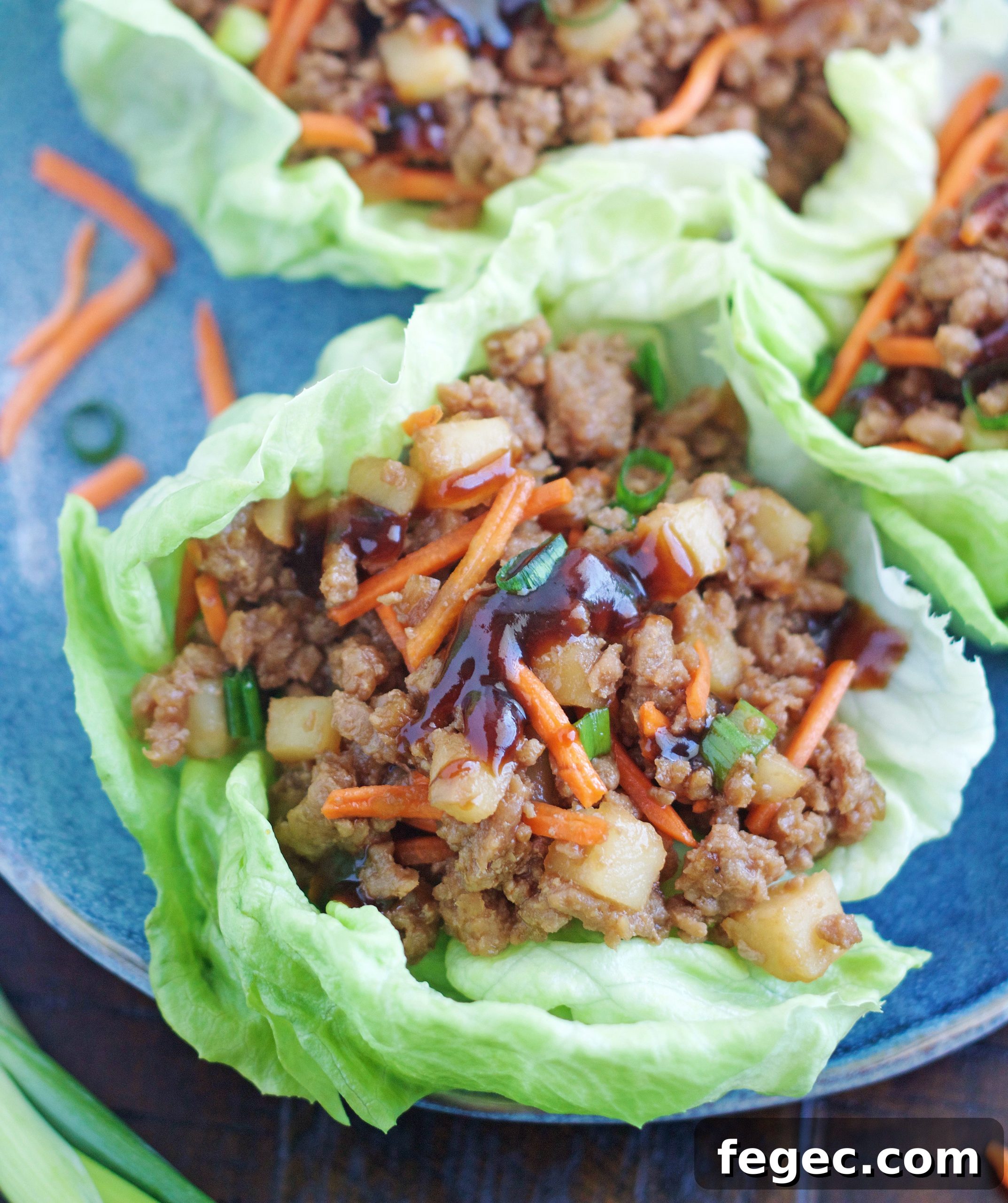 up close shot of a ground turkey lettuce wrap