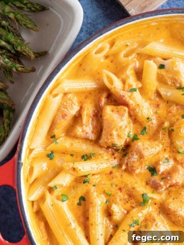 Creamy paprika chicken pasta.