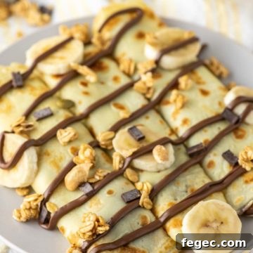 banana Nutella crepes on plate