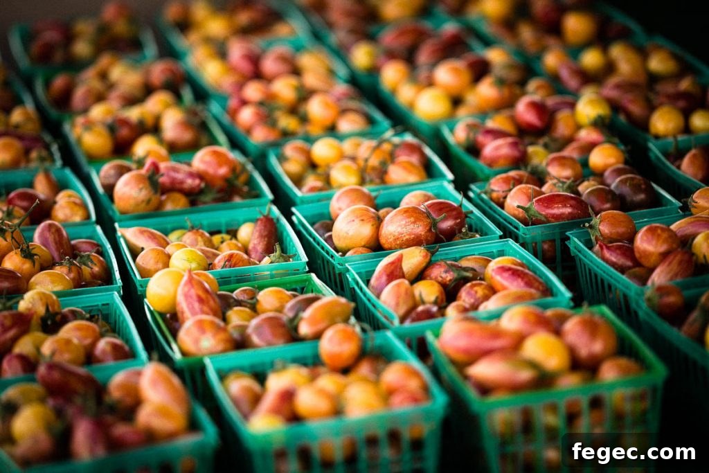 heirloom grape tomatoes at farmers market