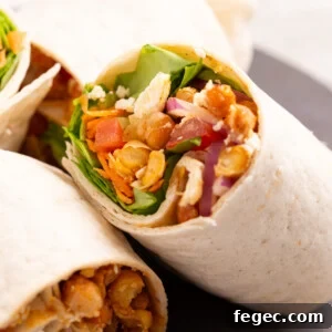 A close up image of chickpea wrap.
