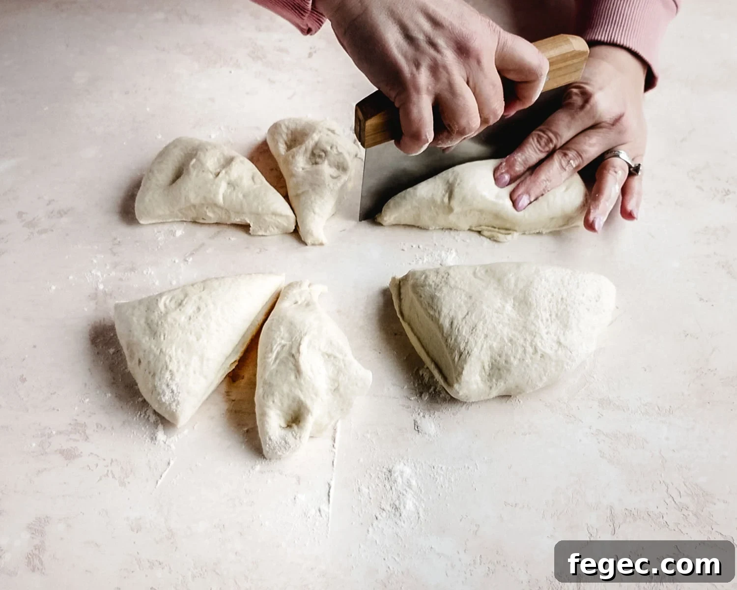 Homemade Onion Bagels: Authentic Recipe Ready in 3 Hours 10 Cut dough into 8 equally sized pieces.