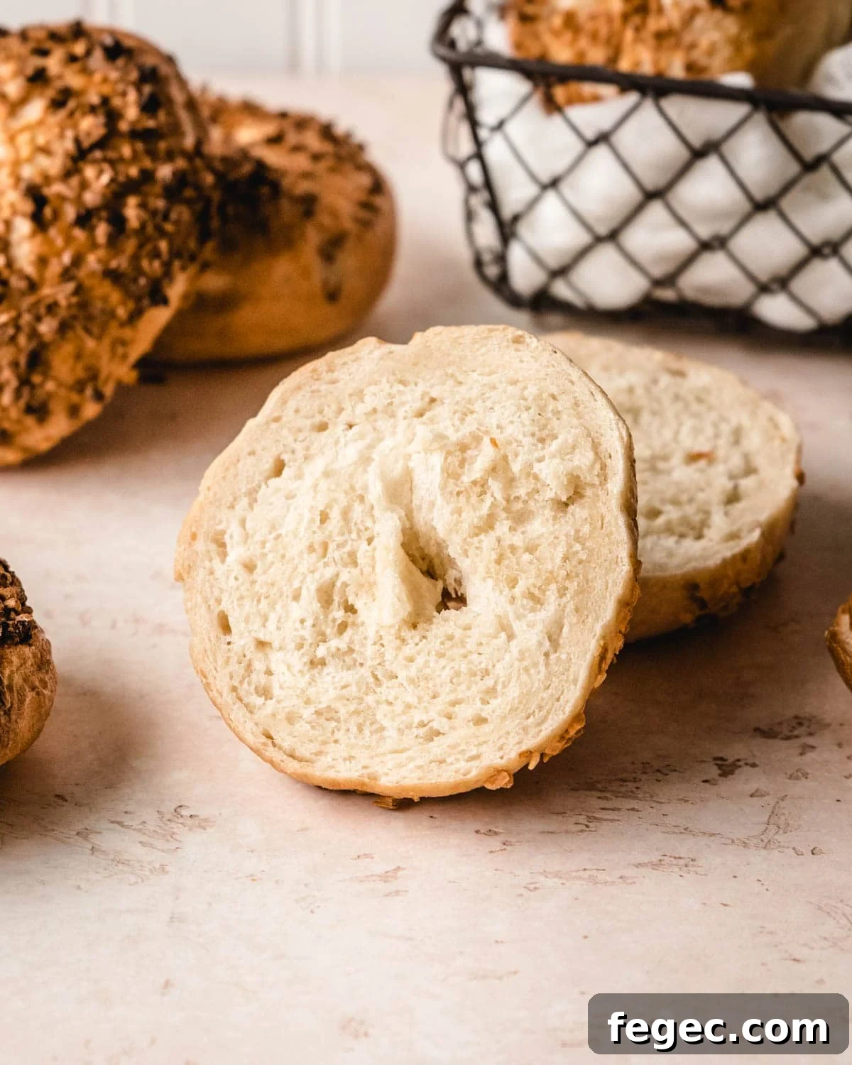 Homemade Onion Bagels: Authentic Recipe Ready in 3 Hours 16 Sliced onion bagel.