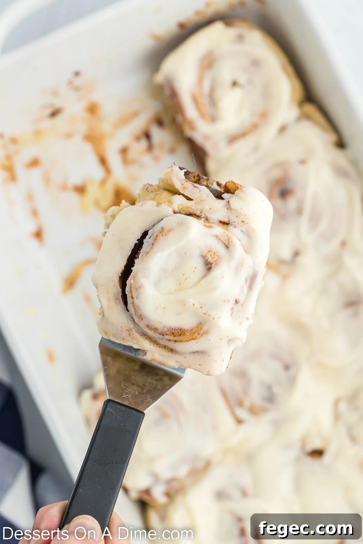 Cinnamon rolls being served.