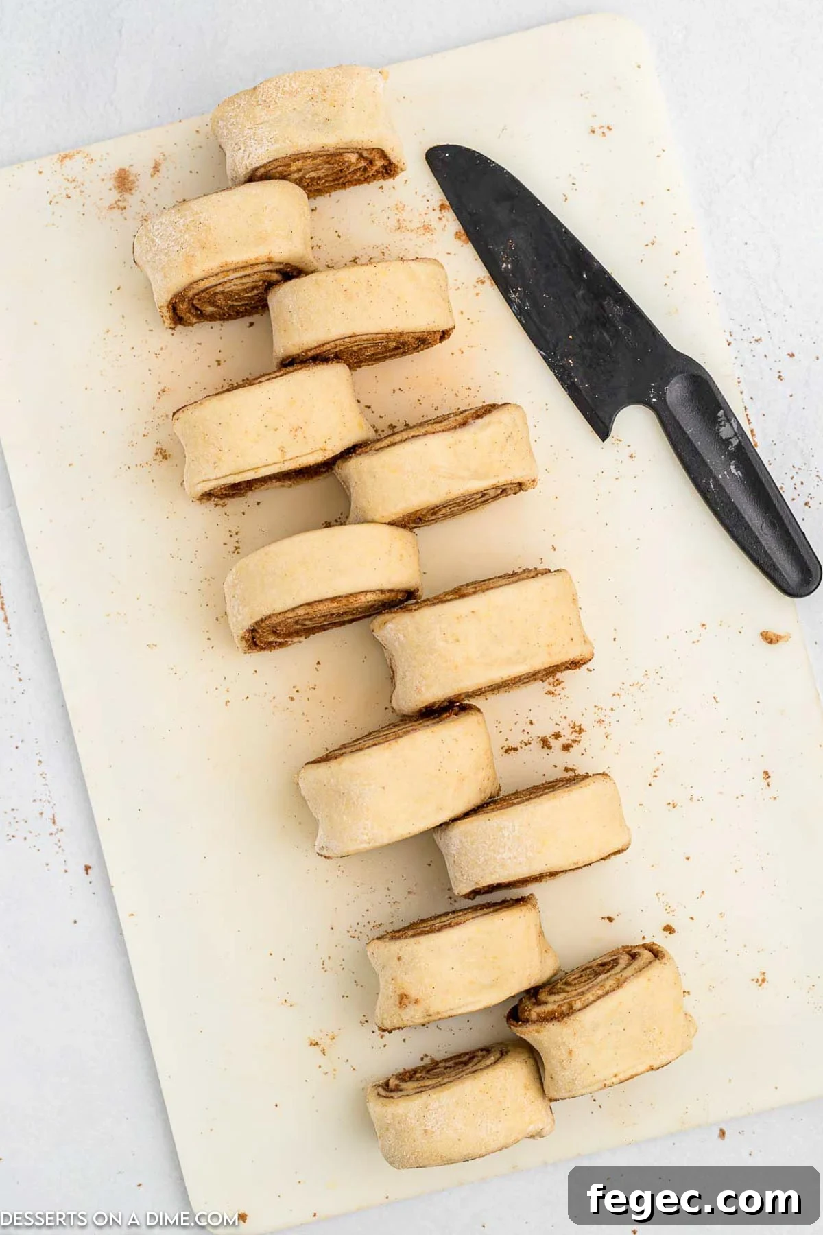 Cinnamon rolls cut into slices.