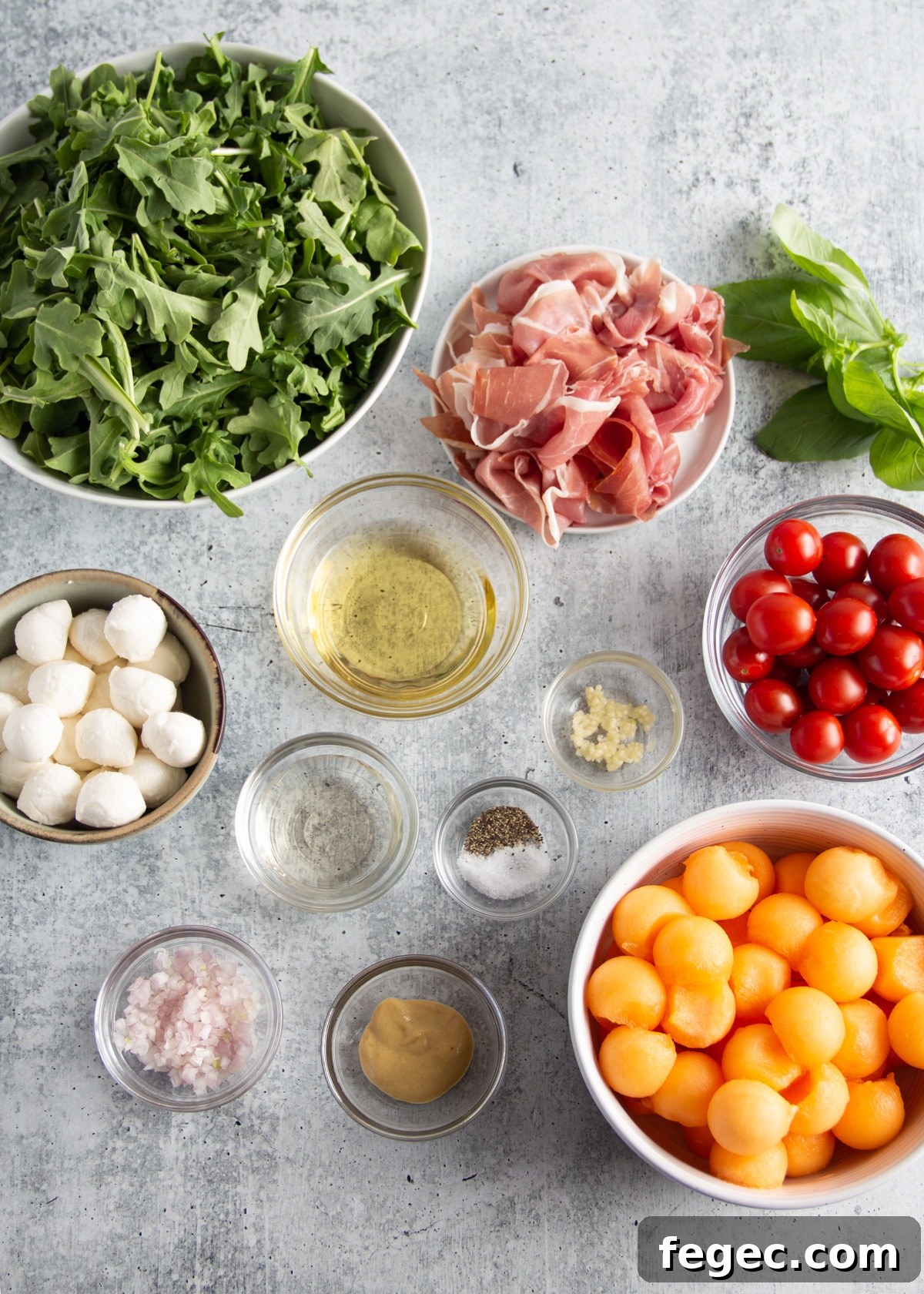 Picture of all individual ingredients in bowls.