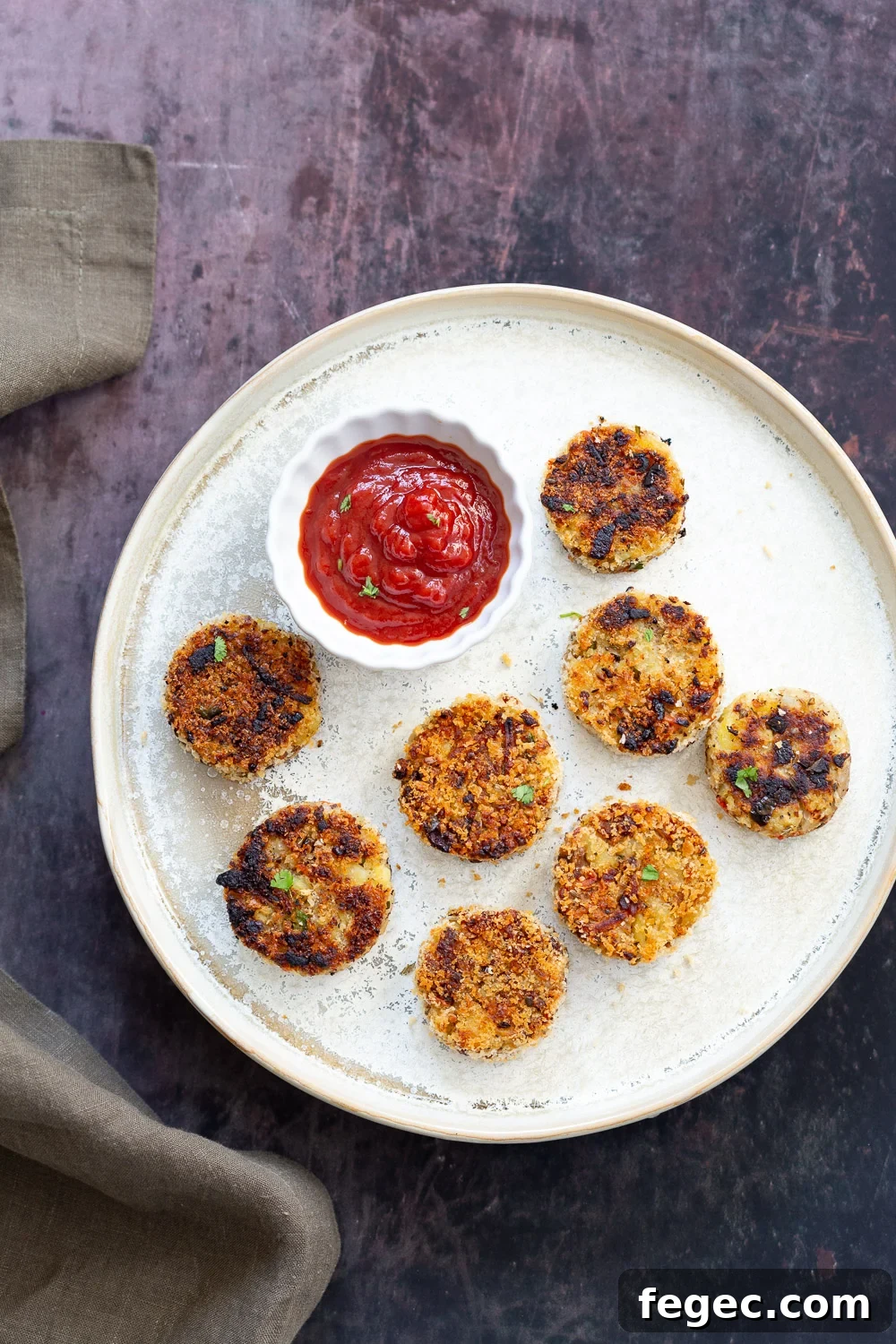 Potato Cauliflower Patties Vegan Eggless version on a Plate