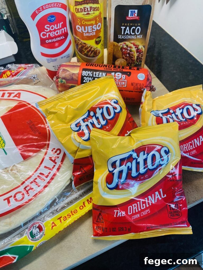 ingredients for Blackstone Fritos Crunchwraps