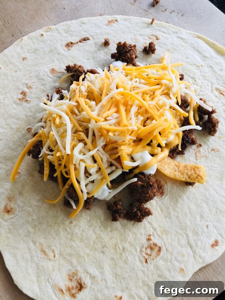 Blackstone Fritos Crunchwraps before wrapping