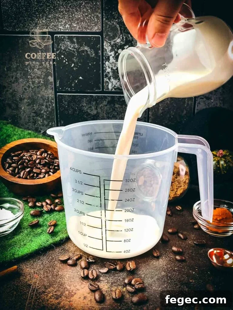 Add heavy cream to your mixing bowl.
