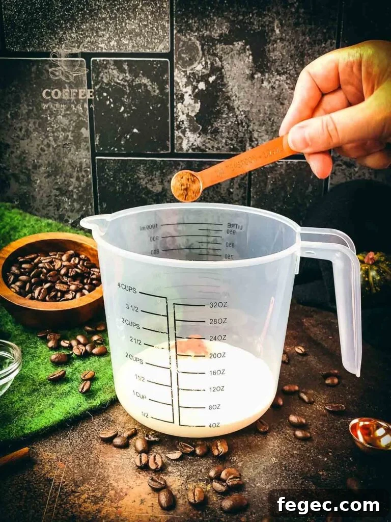 Add your homemade pumpkin spice blend.