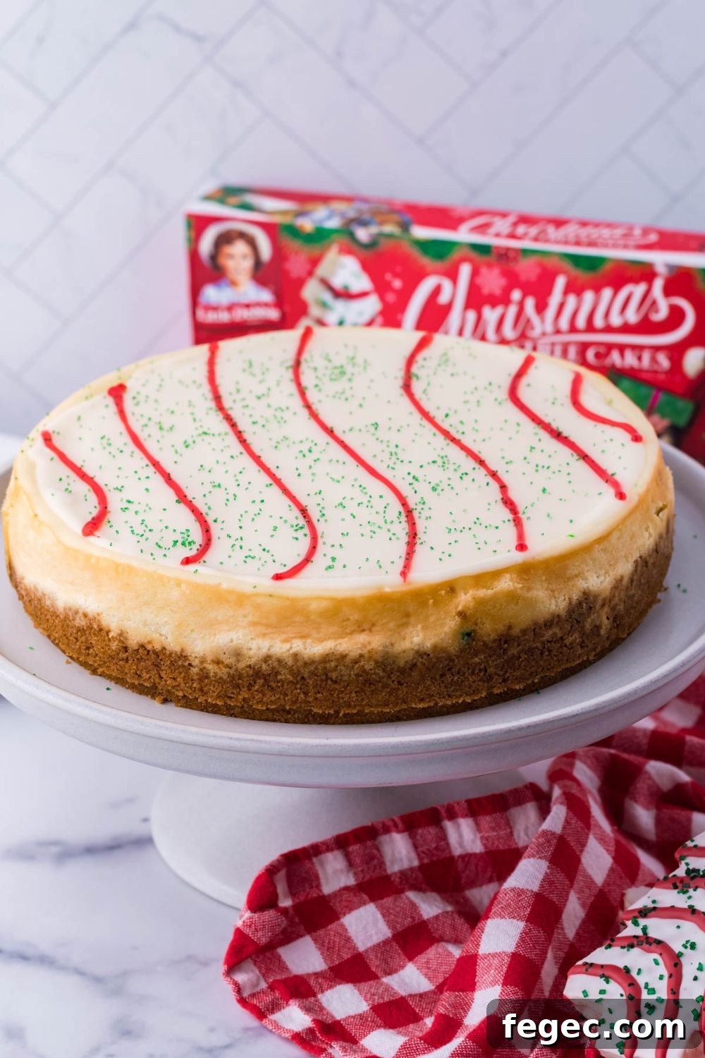 cheesecake on platter on table 