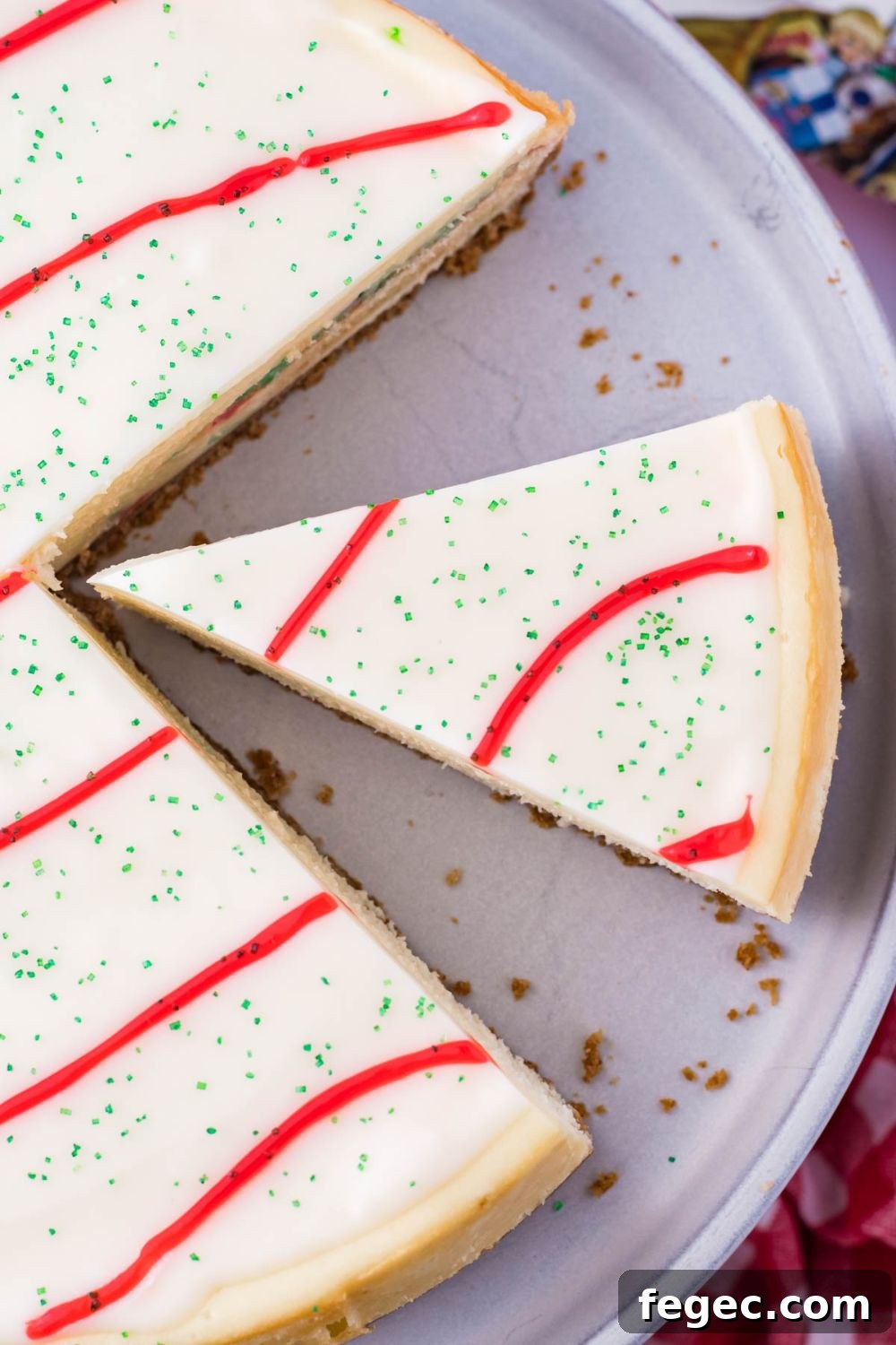 overhead shot of cheesecake on pan 