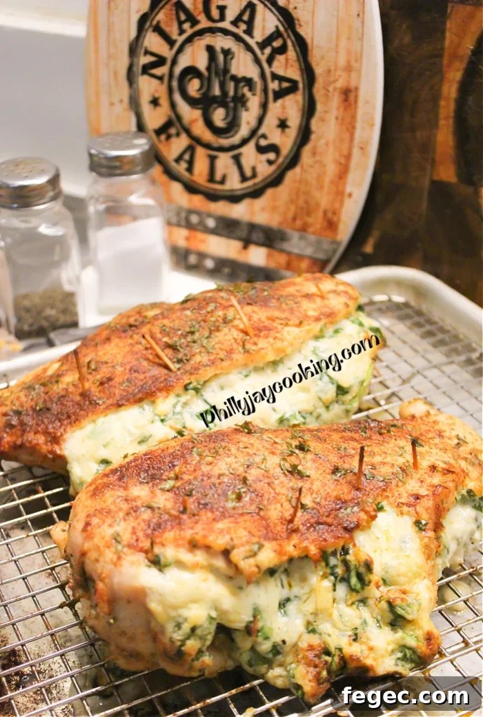 Cheesy Spinach-Stuffed Chicken Breasts: Juicy Oven-Baked Recipe 2 Cheese Spinach Stuffed Boneless Chicken