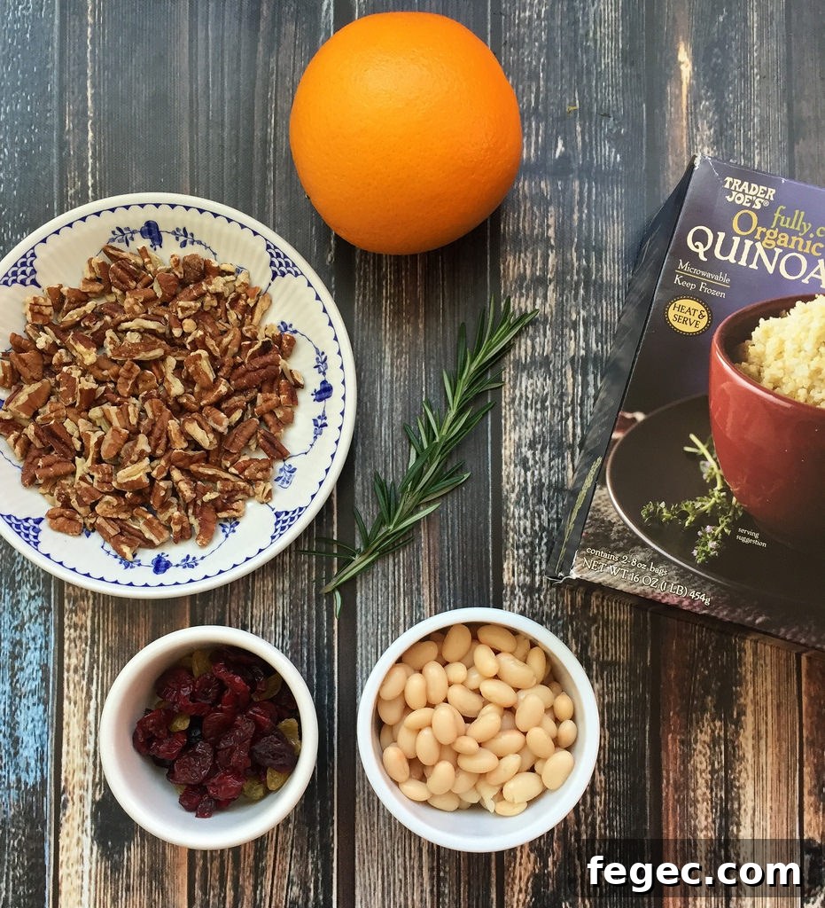 Orange Rosemary Quinoa with Beans and Pecans via LizsHealthyTable.com
