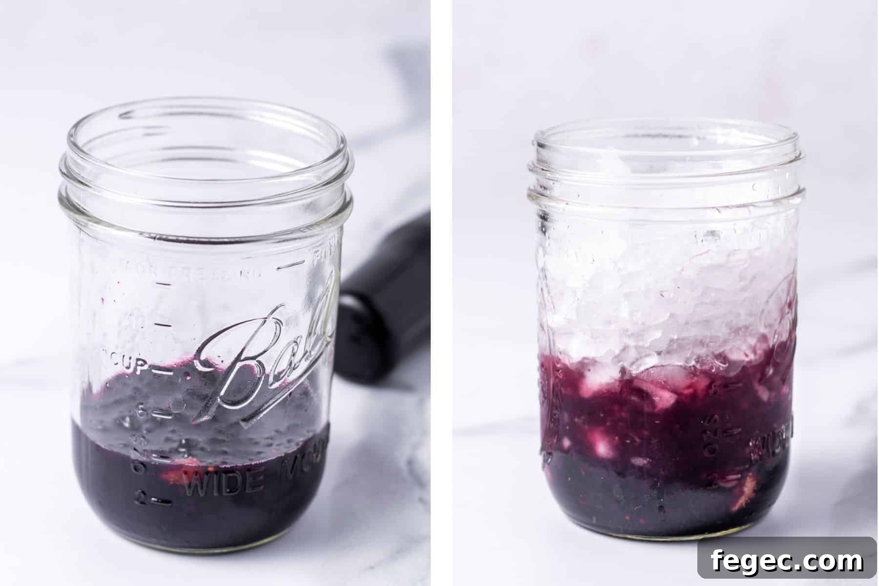 Refreshing Blackberry Smash Mocktail Recipe 6 blackberry syrup in a mason jar with ice