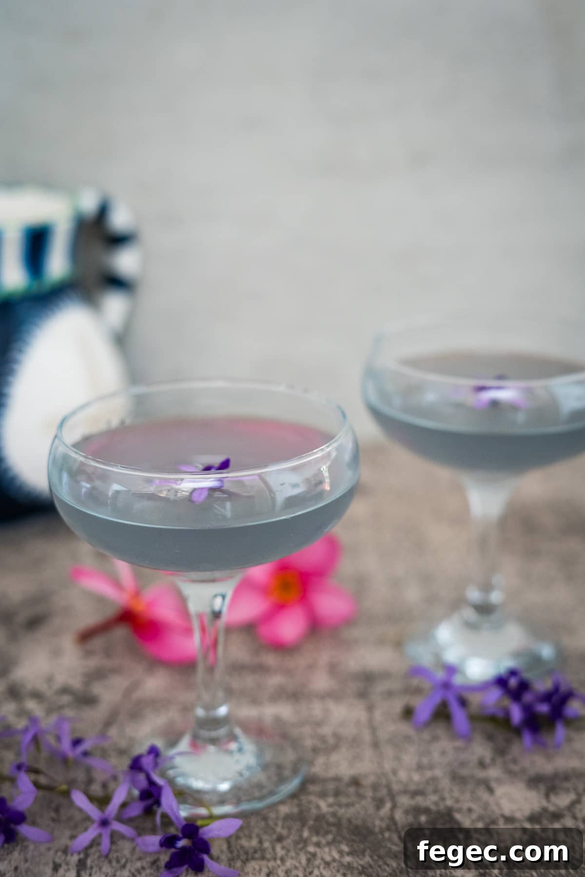 two glasses or lavender martini