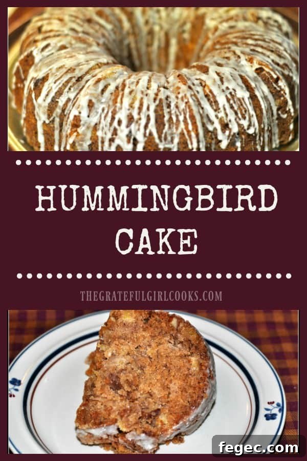 This easy to prepare hummingbird cake is perfect for breakfast, brunch or dessert. With pineapple, bananas, nuts, and coconut, it's a moist, delicious treat!