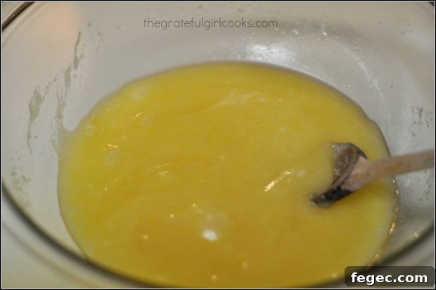 Oil and eggs mixed in bowl, for hummingbird cake.