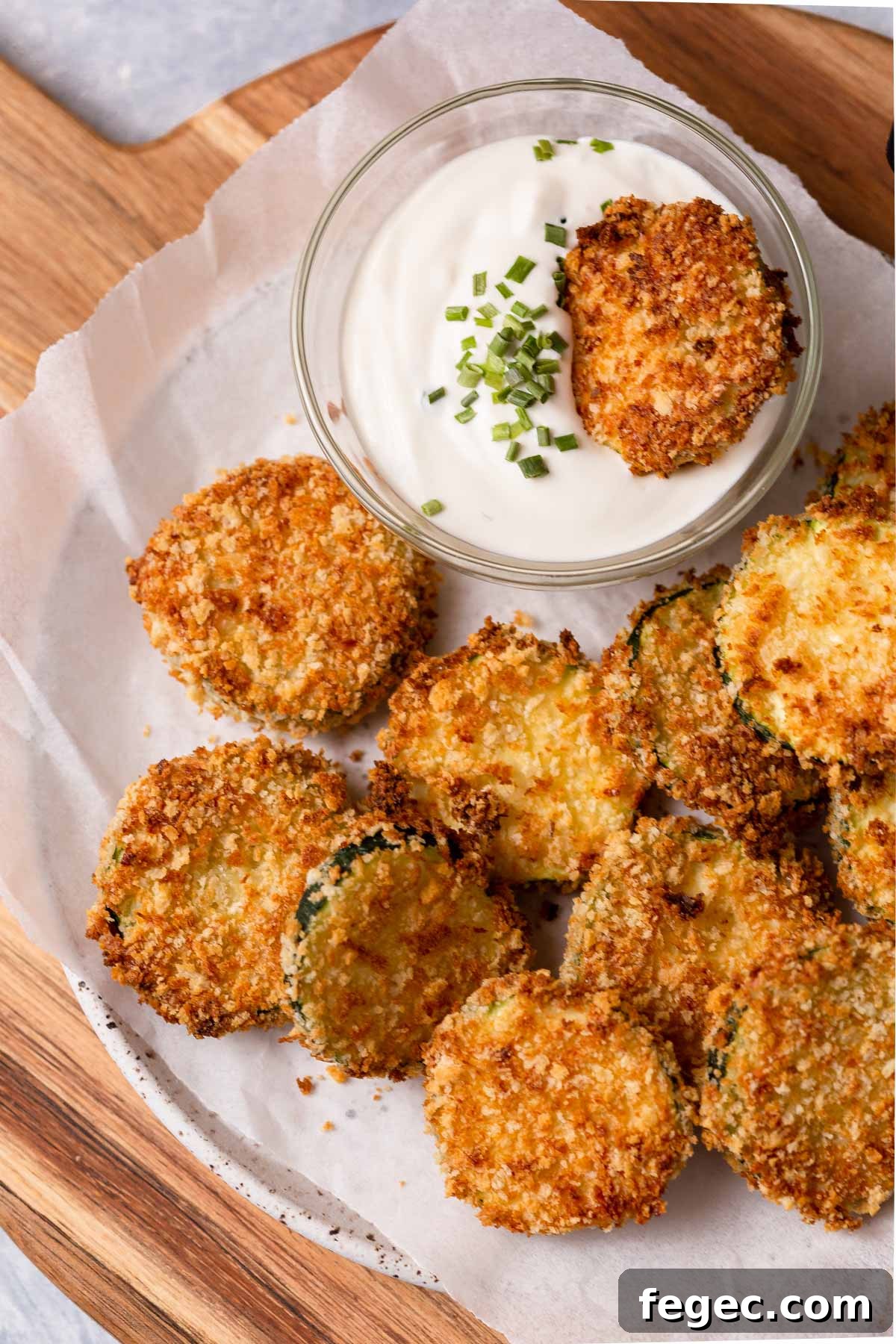 air fryer zucchini chips with ranch dip