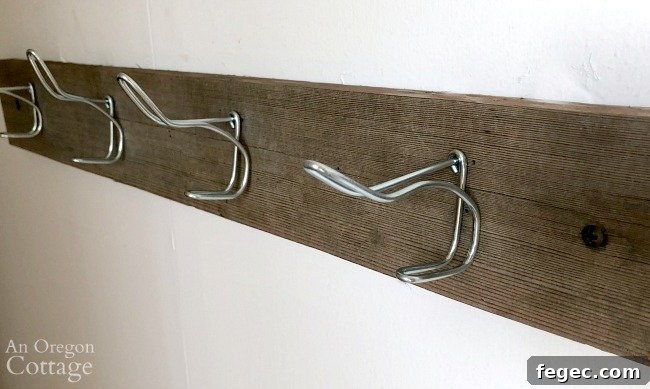 salvaged wood hook towel rack