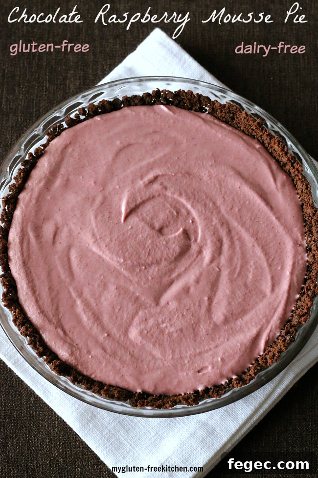 Chocolate Raspberry Mousse Pie that's gluten-free and dairy-free