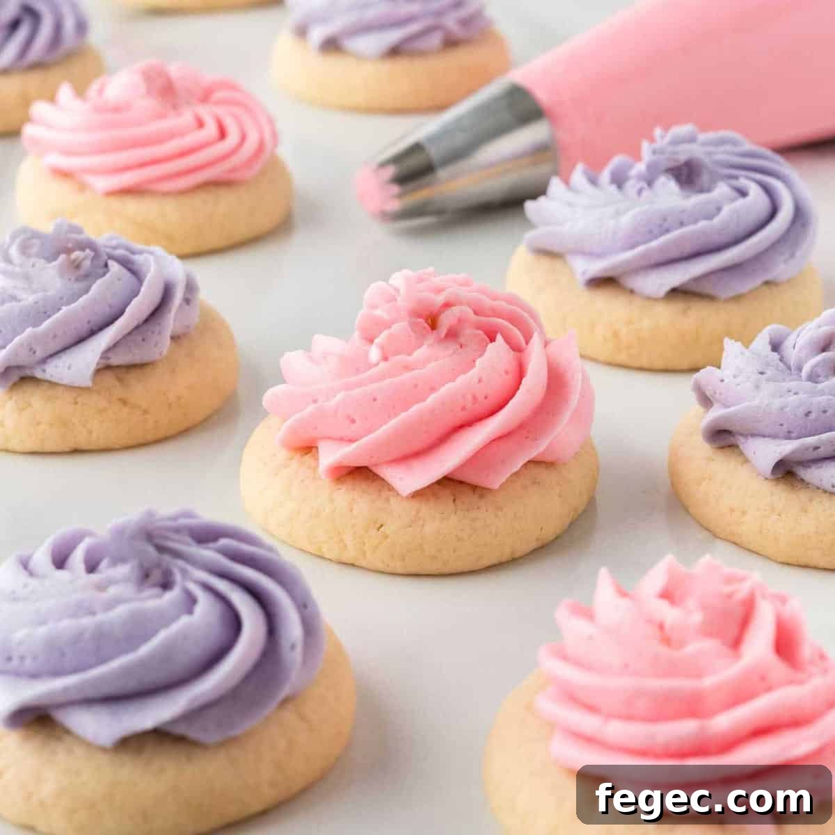 mini pink and purple sugar cookies