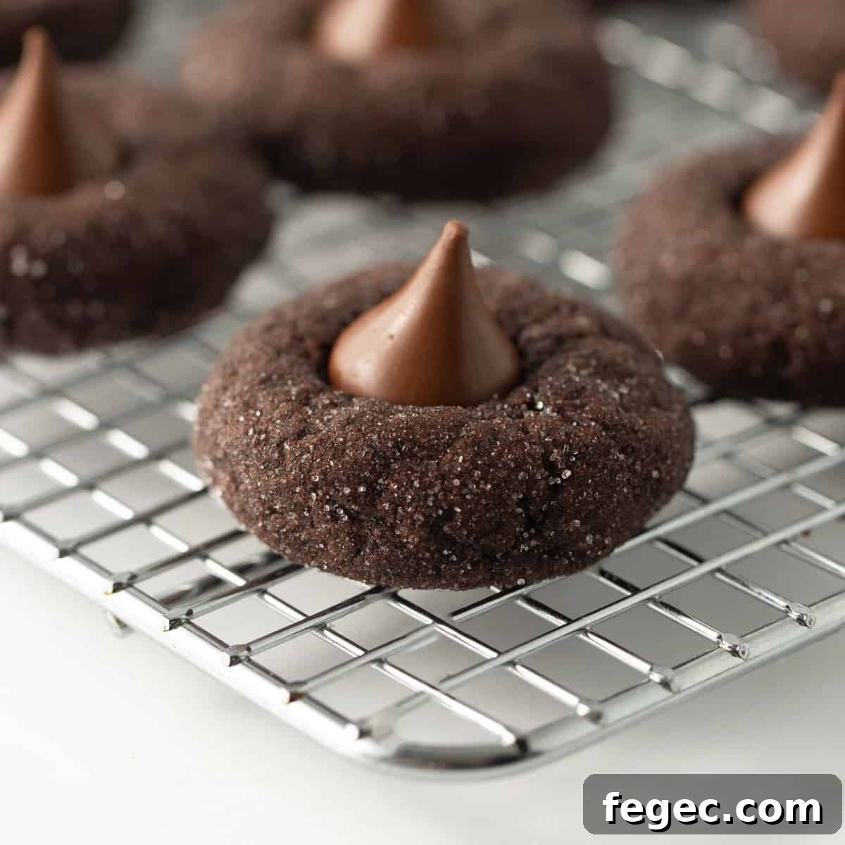 chocolate blossom cookie on wire rack