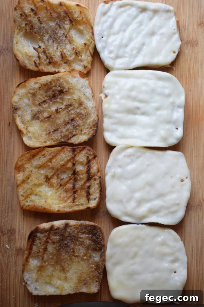 Bread topped with cheese.