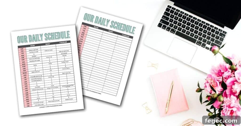 Stay-at-Home Mom Daily Schedule for Toddler and Baby (Free Printable) 9 printable toddler and newborn schedule template