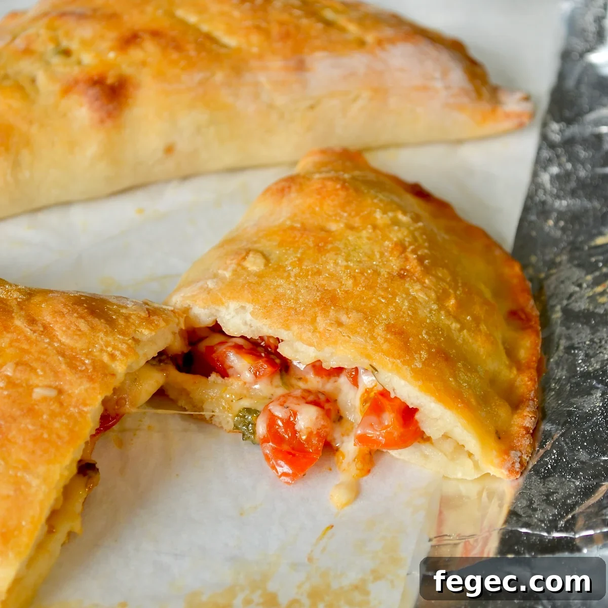 Calzones with cheese and tomatoes