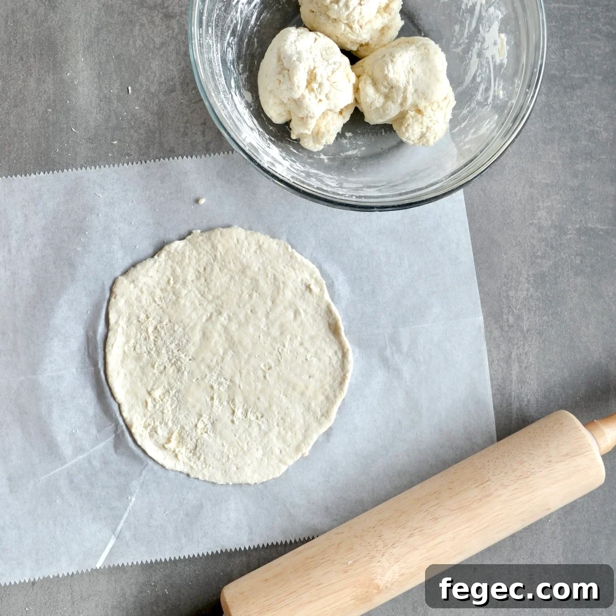 Rolling out pizza dough