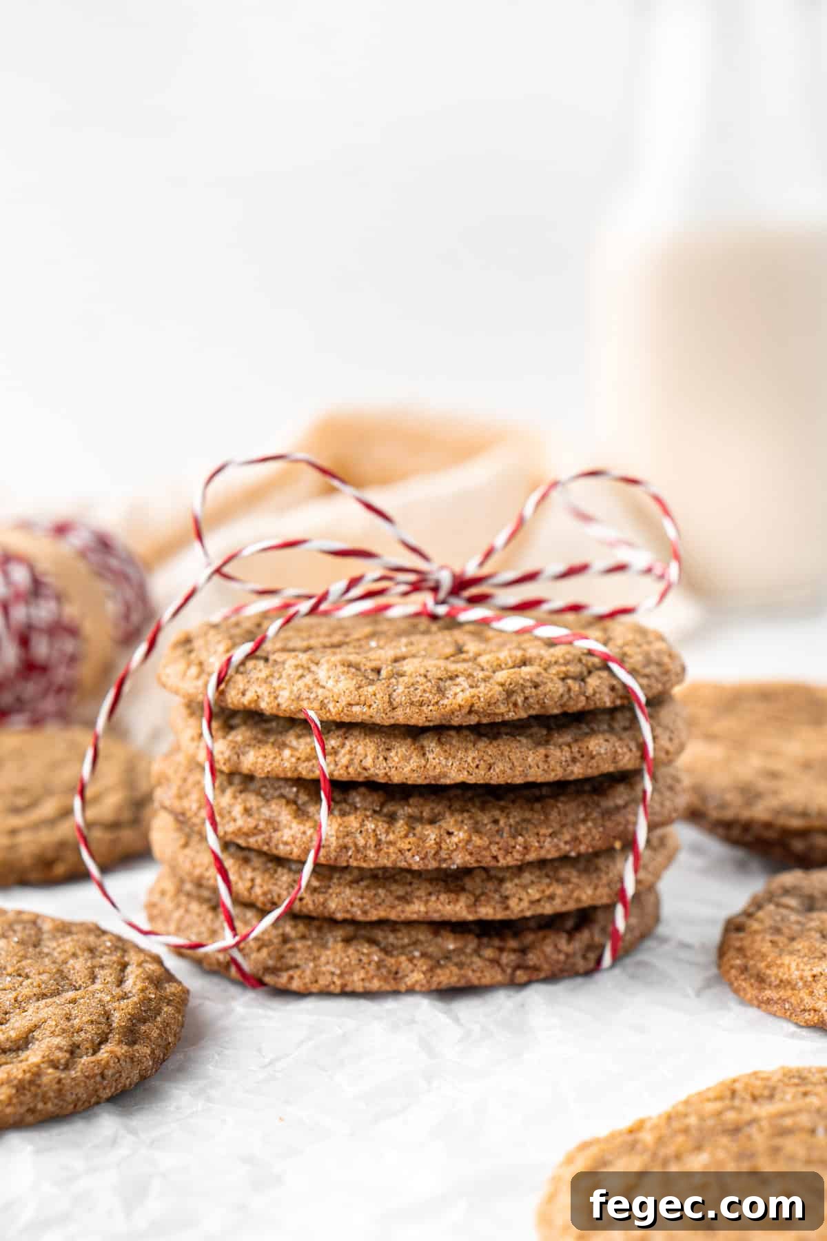 Ginger snap biscuits stacked