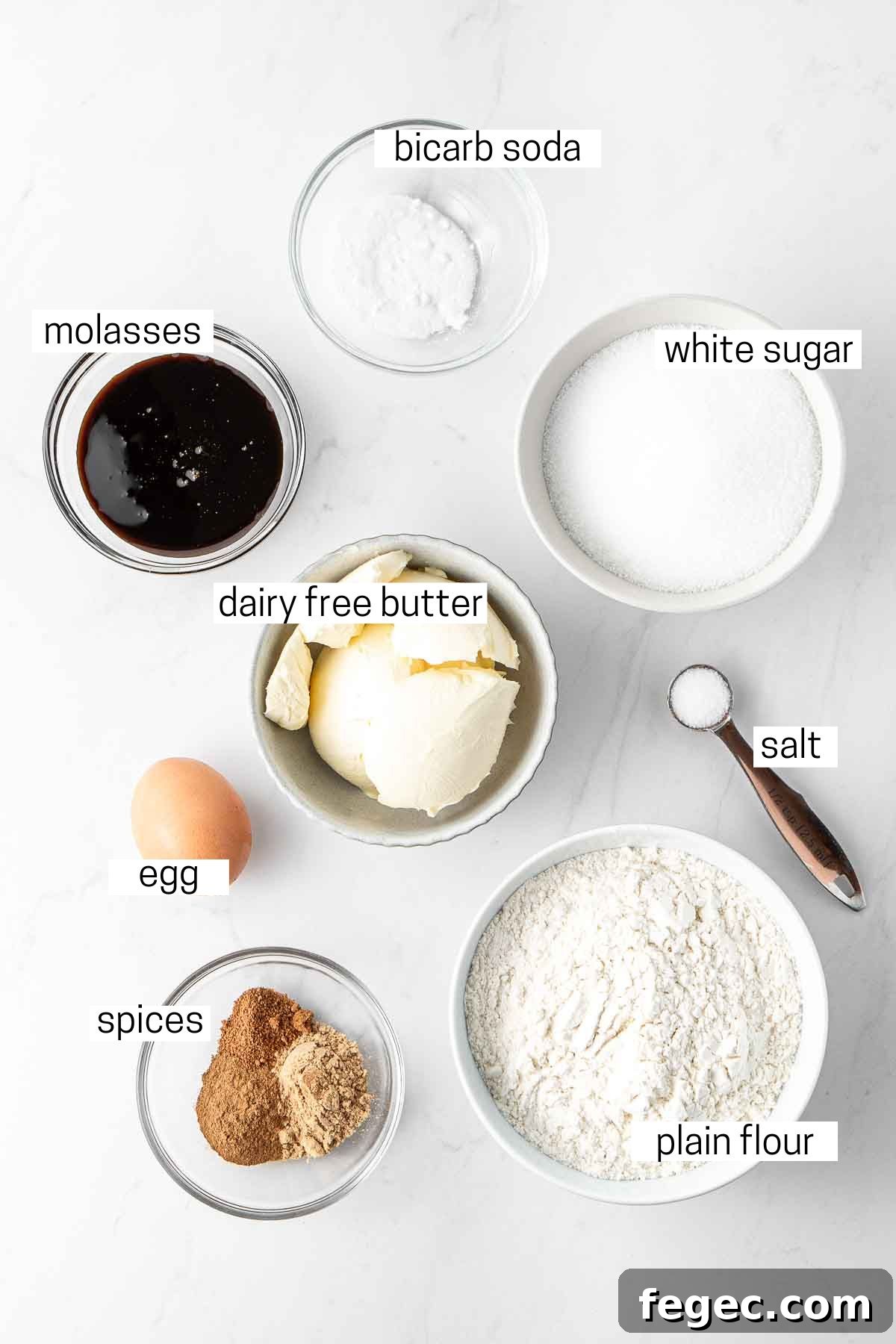 Ingredients for ginger snap biscuits