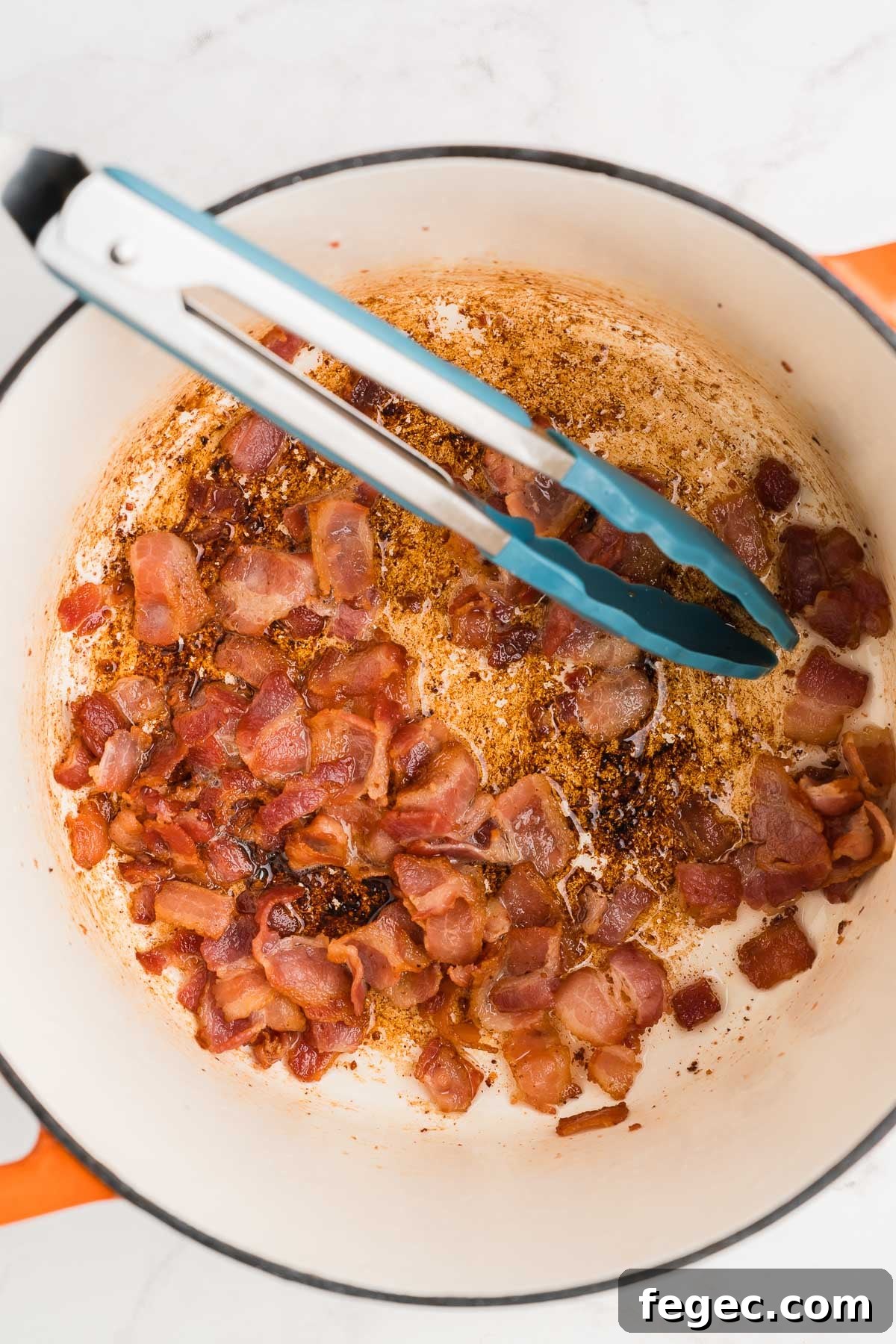 frying bacon in a dutch oven