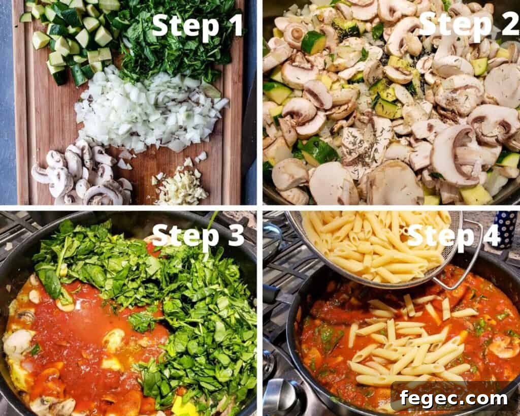 Creamy Vegetarian Pasta Bake with Roasted Vegetables 4 Instructions to make this pasta bake.