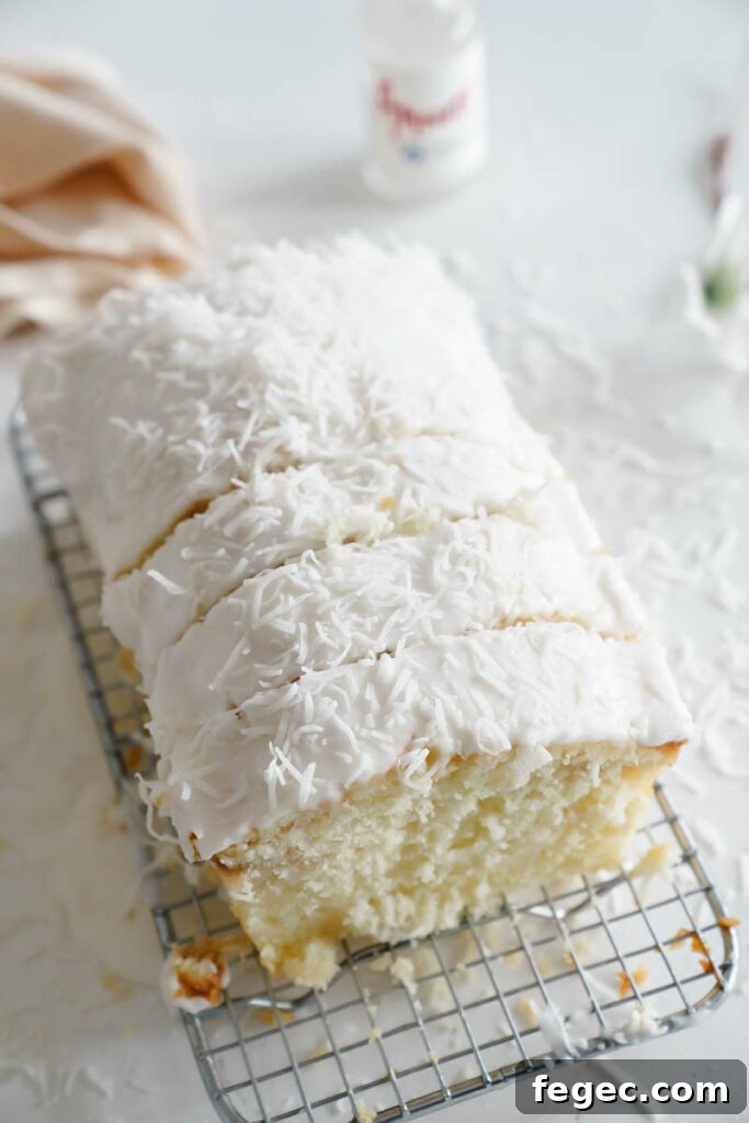 Coconut loaf on rack