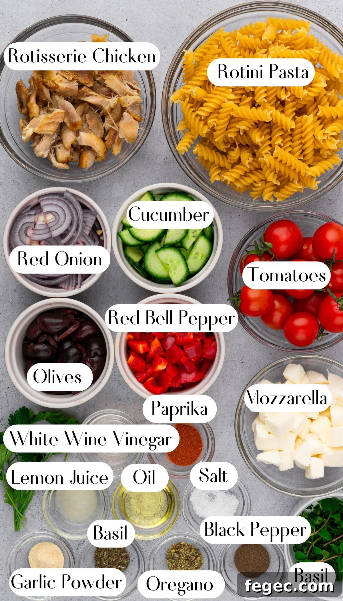 Yummy Chicken Pasta Salad Ingredients