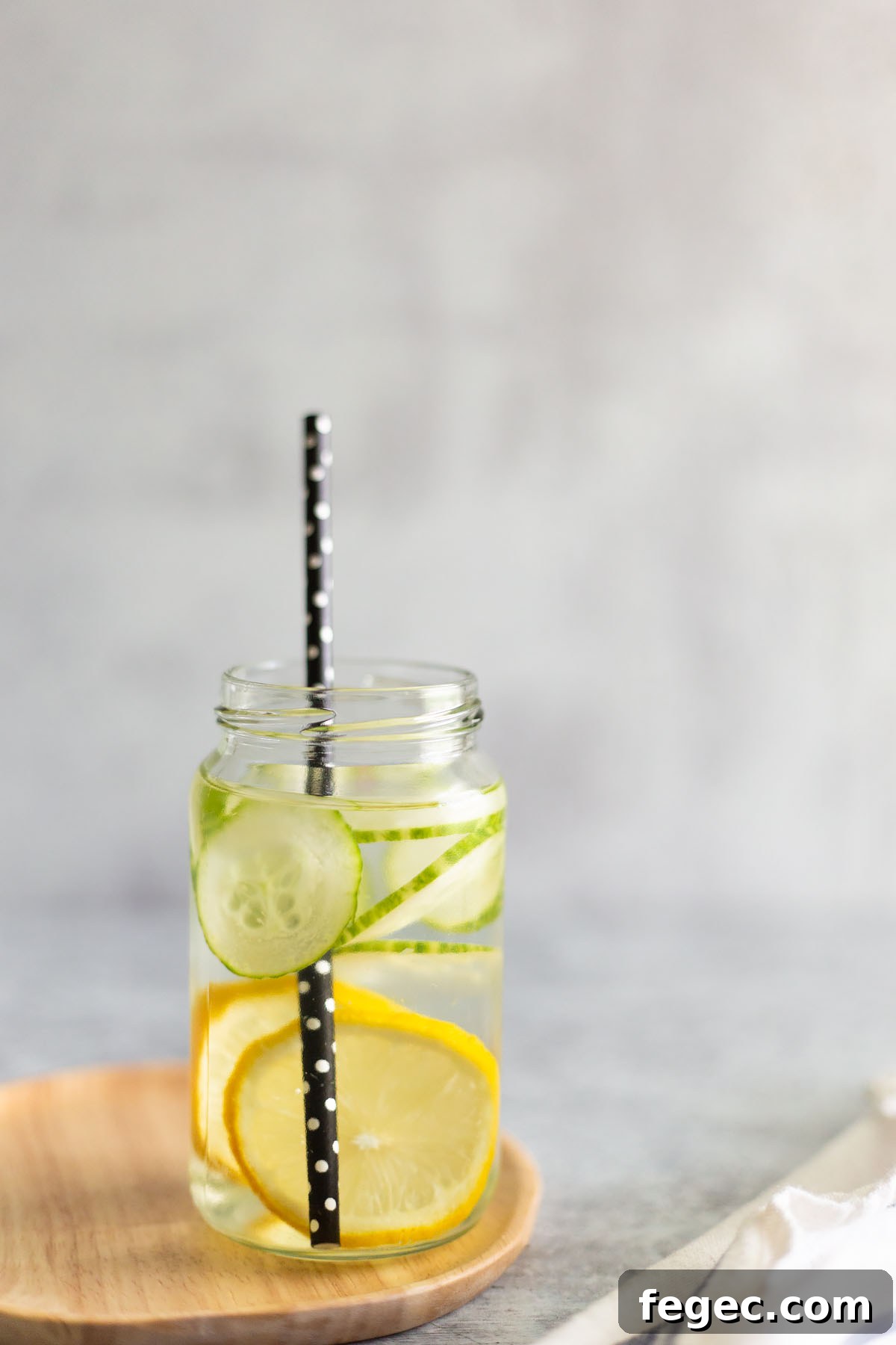 cucumber lemon water in a jar