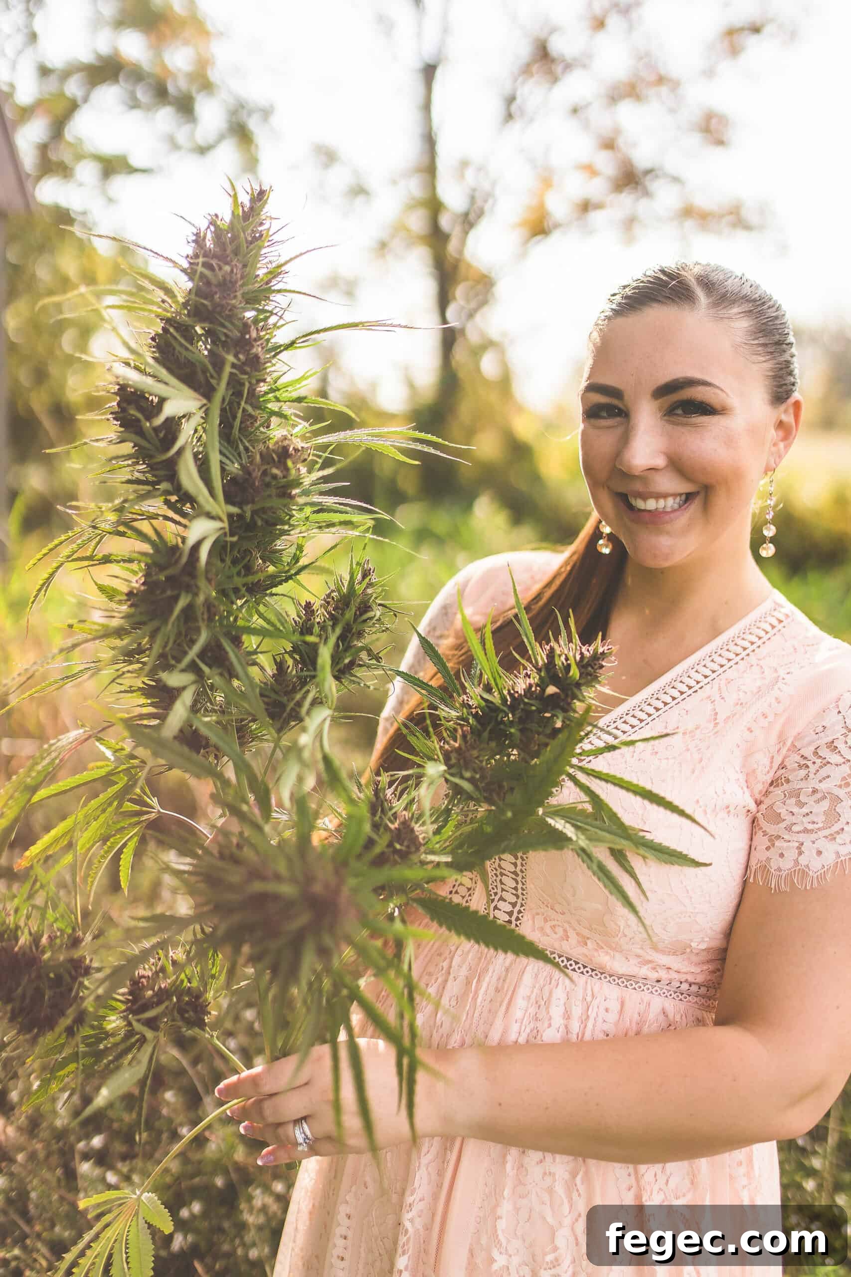 A picture of Emily Kyle in the cannabis garden.