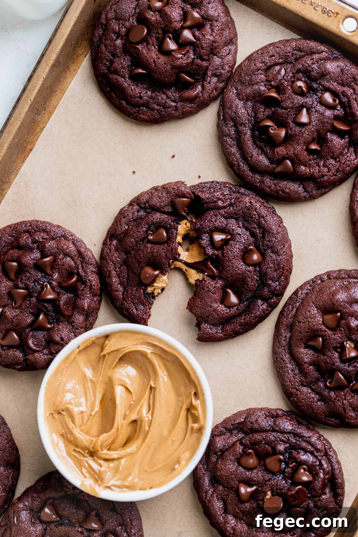 Cookie spread apart on a cookie sheet.