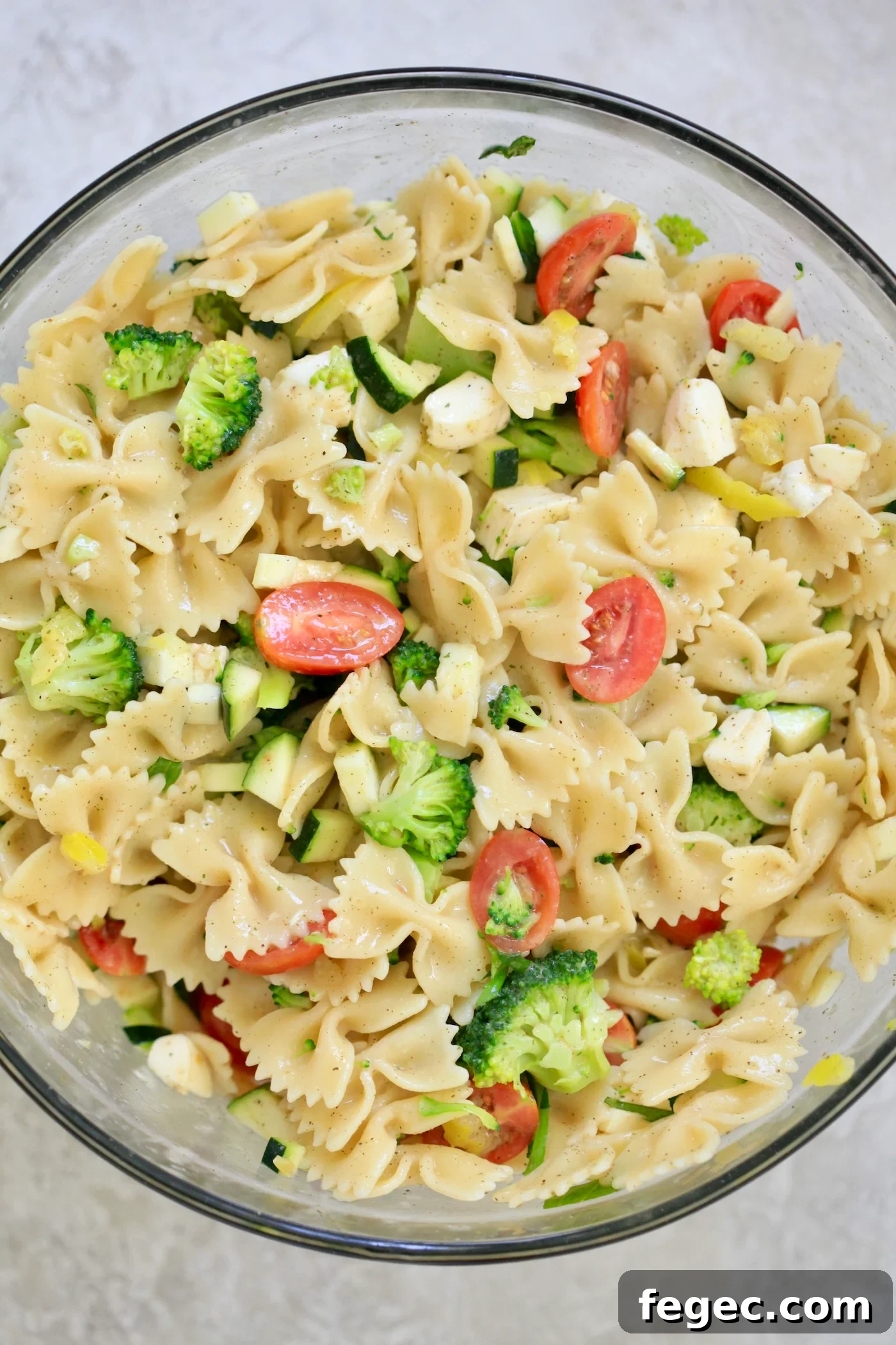 mixed pasta salad in bowl