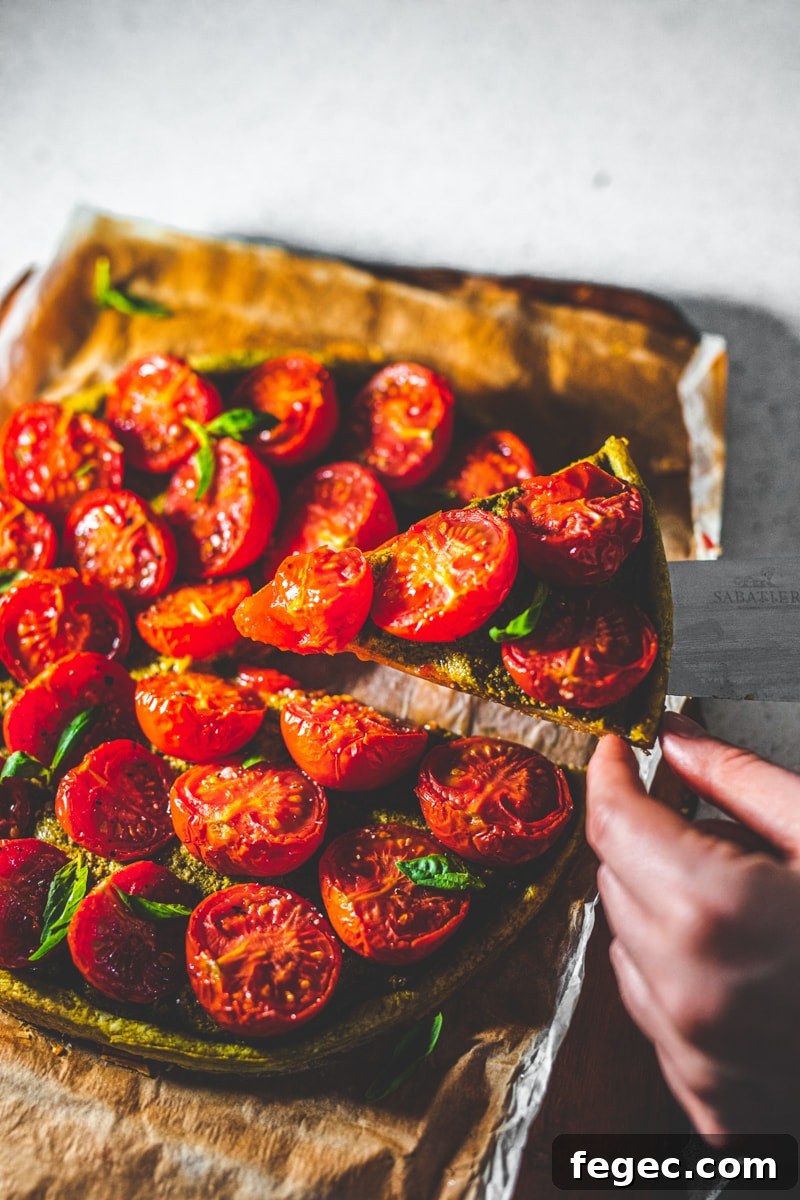 Pesto and Tomato Tart Recipe: Flaky Tart with Fresh Basil 2 Pesto & Tomato Tart - Georgie Eats